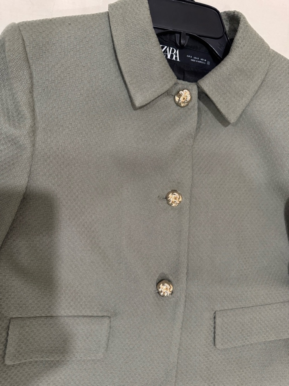 Zara Piqué Blazer - Khaki Olive Green - Picture 8 of 8
